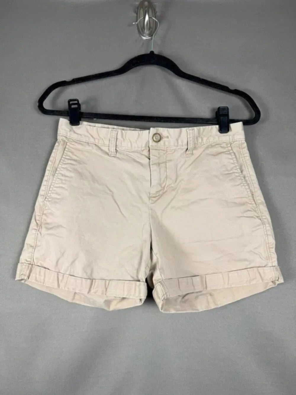 Gap Khakis Girlfriend Shorts Women 0 Tan Beige Chino 4 IN Inseam Stretch Cuffed